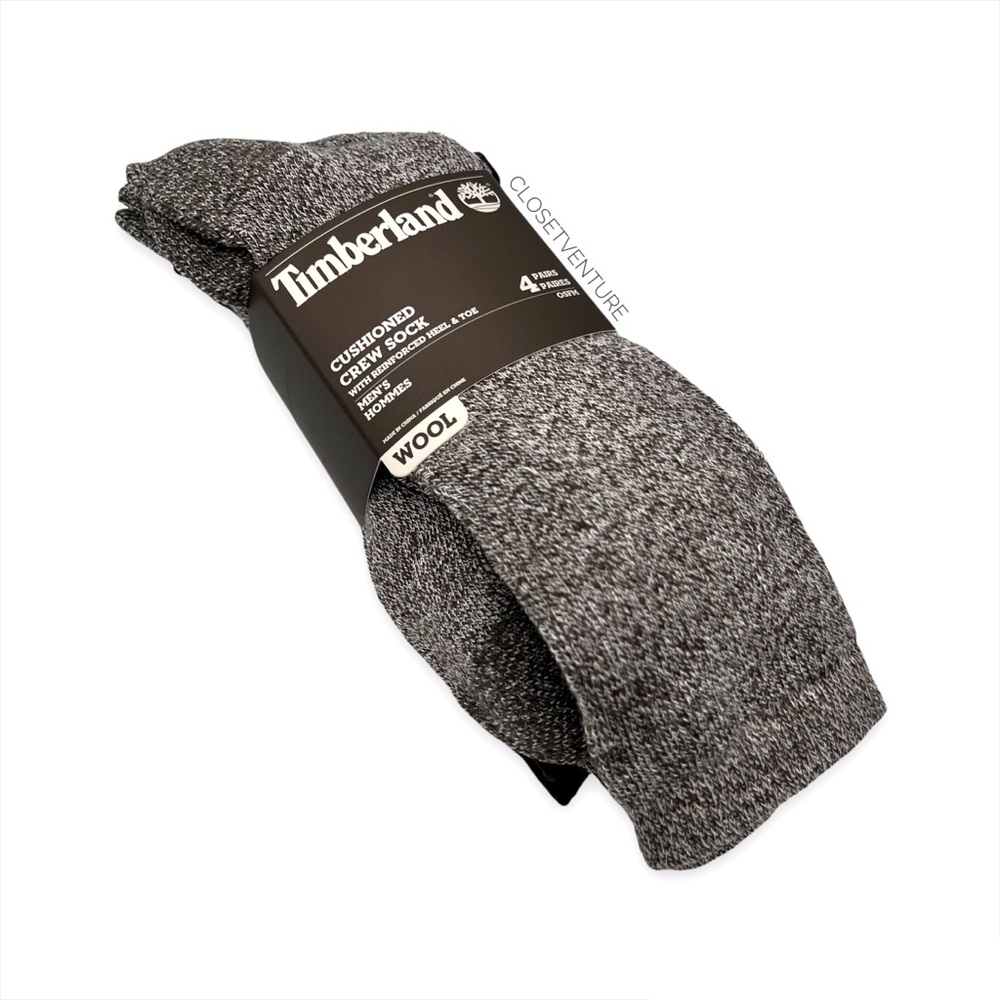 Timberland Wool Cushioned Crew Boot 4 Pairs Socks Men’s One Size NEW